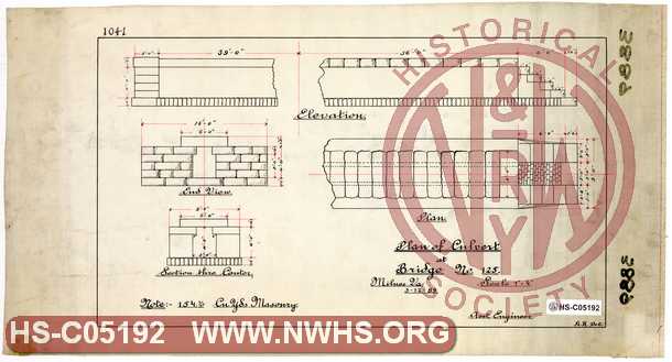 Plan of Culvert at Bridge No. 125. 