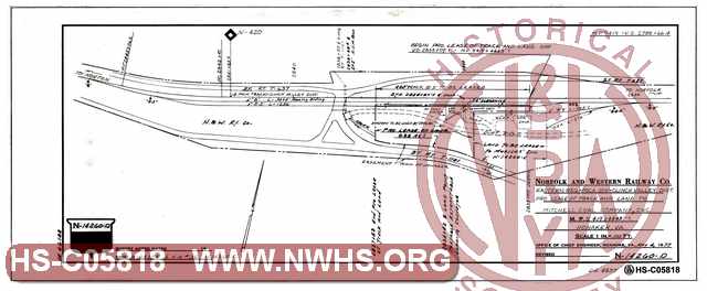 N&W Ry, Eastern Reg. - Poca. Div. - Clinch Valley Dist., Pro. Lease of track and land to Mitchell Coal Company, Inc., MP N419+4443', Honaker Va.