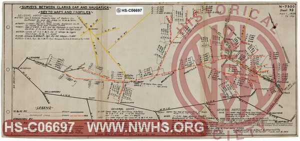 N&W Ry - Surveys Between Clarks Gap and Naugatuck, Key to Maps and Profiles