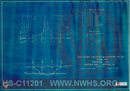 New River, Holston & Western Ry. Co. Plan for Trestle No. [Blank], Station 269, Section 6.