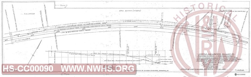 Relocating and Lowering 520' of Westbound Track for serving Big Spring Mill, Elliston, Va.