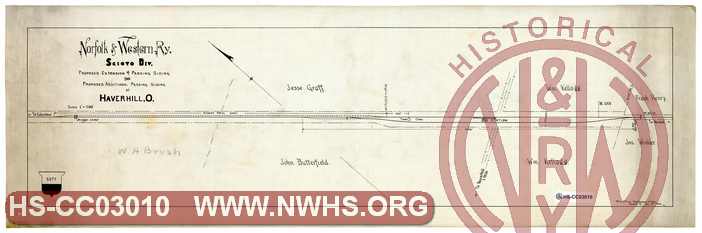 N&W Ry, Scioto Div., Proposed Extension of Passing Siding and Proposed Additional Passing Siding at Haverhill, O.