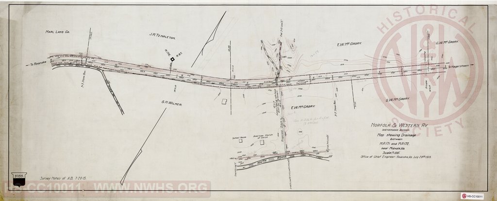 Map Showing Drainage between MP 171 and MP 172 near Midvale, VA