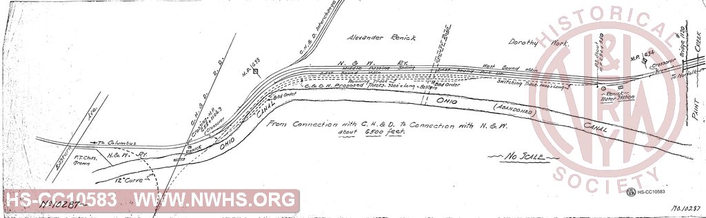 Map of tracks and connectign railroads near MP 655, Renick OH.