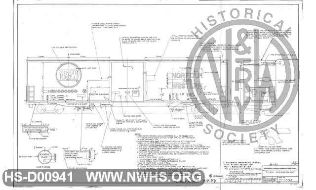 Stencil Arrangement (for N&W Class B125 Box Cars)