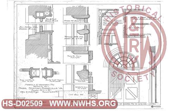 Plan of proposed Passenger Station at Burkville, VA sheet 4 doors etc.