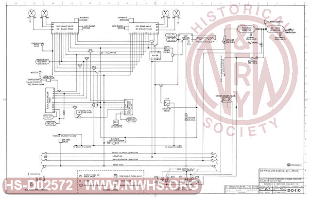 Air Piping Line Diagram 26L Brake Locos. EMD GP9 Nos. 506-521, 620-699, 843-914, GP18 915-962