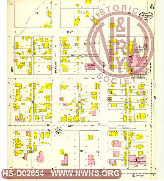 Map of Ironton, Oh showing lots, streets industries, railroads etc. 5th. to 8th streets, Railroad to Etna St,. page No. 6