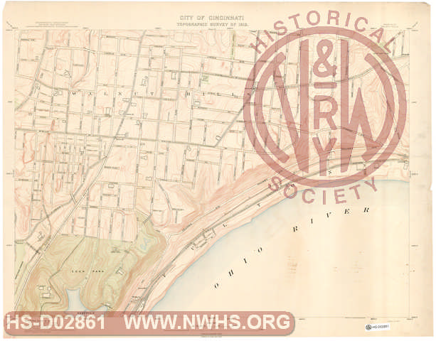 City of Cincinnati Topographic Survey - 1912 - Walnut Hills and Fulton