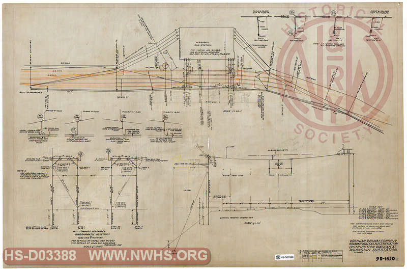 The Virginian Railway Company, Roanoke to Mullens Electrification, Distribution Diagram at Algonquin Substation