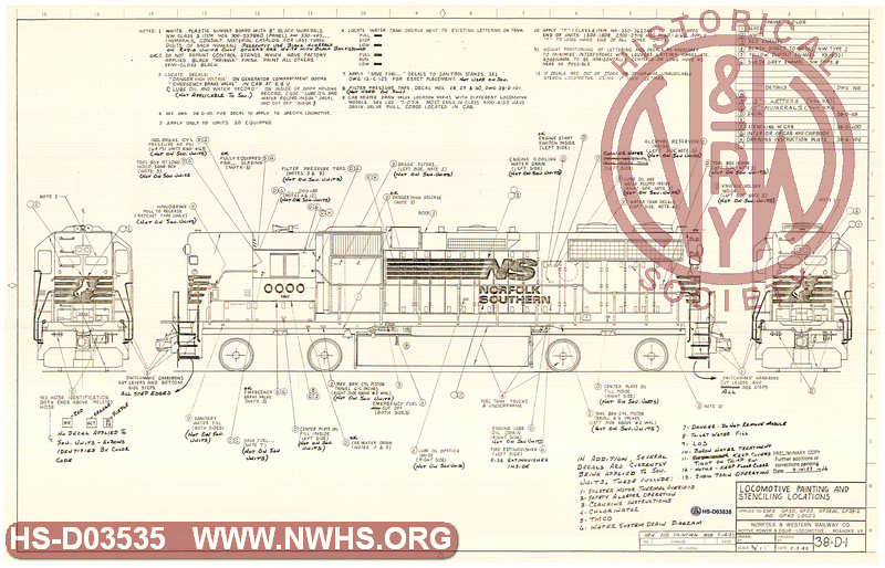 NS Locomotive Painting and Stenciling Locations applies to EMD GP30, GP35, GP38AC, GP38-2 and GP40 Locos.