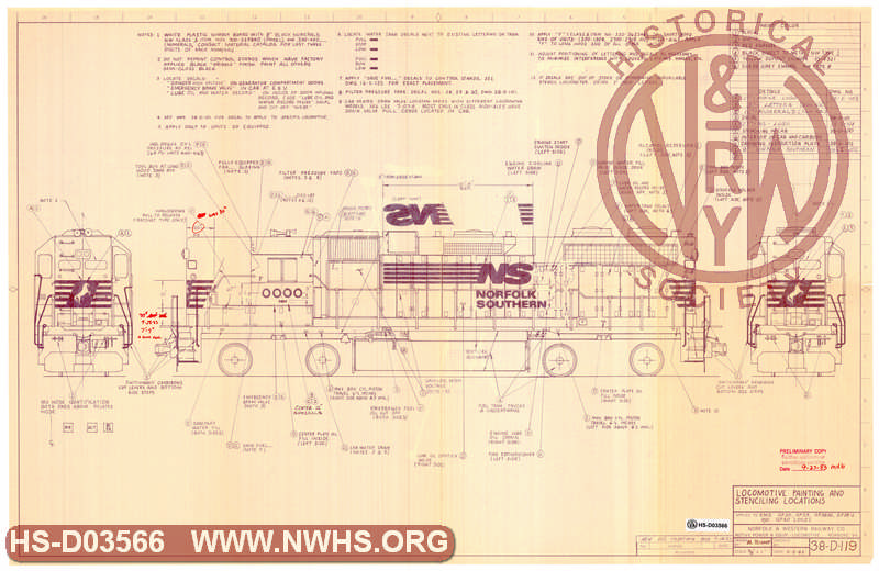 NS Locomotive Painting and Stenciling Locations applies to EMD GP30, GP-35, GP-38AC, GP38-2 and GP40 Locos.