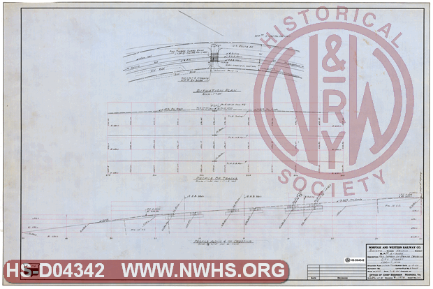 N&W Ry, Scioto Division Kenova District, MP Na5+3688', Pro. Improv. of Grade Crossing, City Street, Kermit, W.Va.