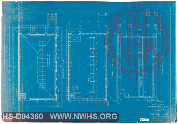 Plans, CB&Q RR Interlocking Tower for Saxby & Farmer Machine, 36-40-44 & 48 Levers. Installed South of Virden, IL