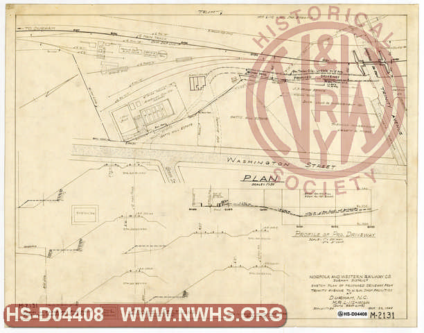 N&W Rwy Durham District, Sketch Plan of Poposed Driveway from Trinity Avenue to N&W Shop Facilities at Durham, NC, MP L112+10260' (Duke Belt Line)