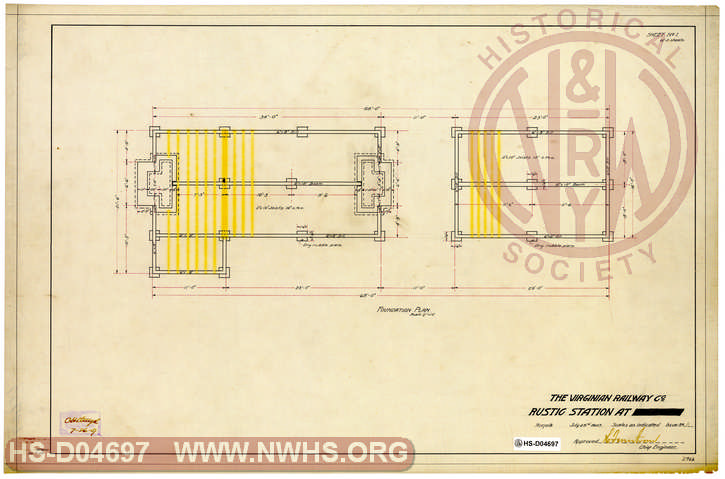 The Virginian Railway Co. RUSTIC STATION  at ____ - Foundation Plan