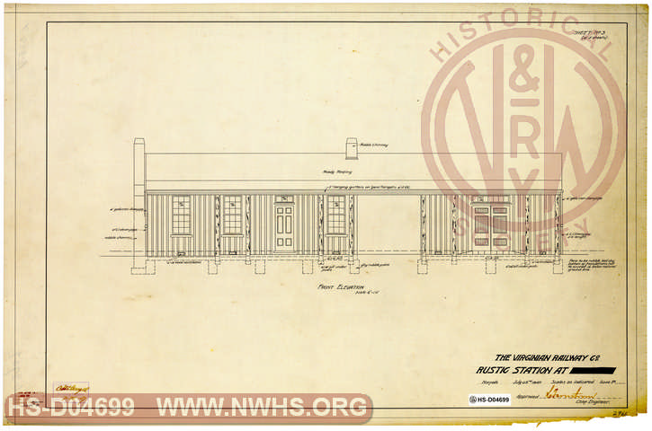 The Virginian Railway Co. RUSTIC STATION  at ____ - Front Elevation