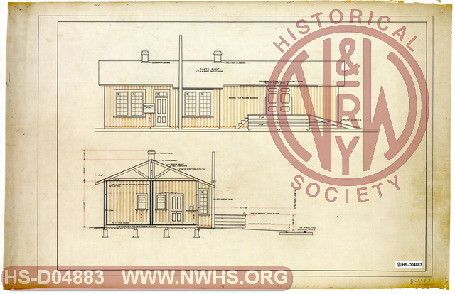 Virginian Rwy. Standard 24'x60' Rough Board Station, Two Waiting Room Type [Side and End Elevations]