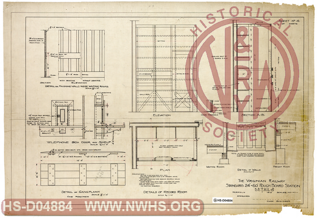 Virginian Rwy. Standard 24'x60' Rough Board Station, Sheet 4, Details