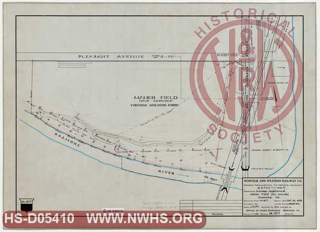 N&W Ry, Roanoke Terminal W-S-Connect'g Line District, MP N257.17+7616.5', Drainage Conditions at Maher Field (Fair Grounds), Roanoke Va.