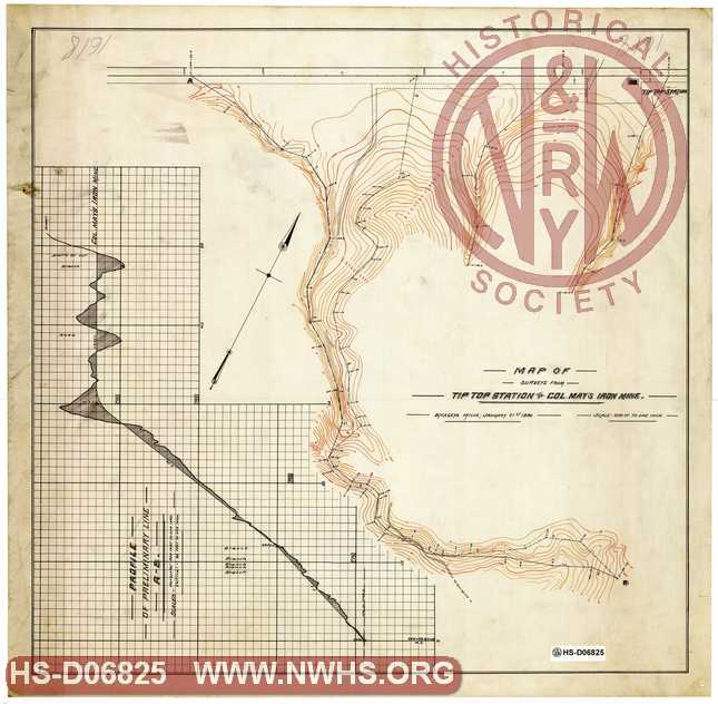 Map of Surveys from Tip Top Station to Col. May's Iron Mine