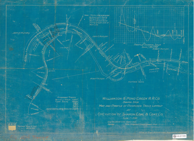 Williamson & Pond Creek RR Co., Sharon Spur, Map and Profile of Proposed Track Layout at Operation of Sharon Coal & Coke Co.