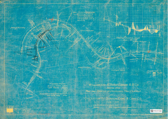 Williamson & Pond Creek RR Co., Sharon Spur, Map and Profile of Proposed Track Layout at Operation of Sharon Coal & Coke Co.