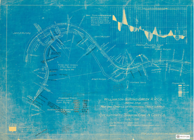 Williamson & Pond Creek RR Co., Sharon Spur, Map and Profile of Proposed Track Layout at Operation of Sharon Coal & Coke Co.