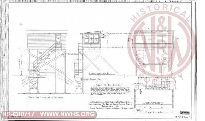 Alterations to Press Box, Maher Field, Roanoke, VA Sheet 9