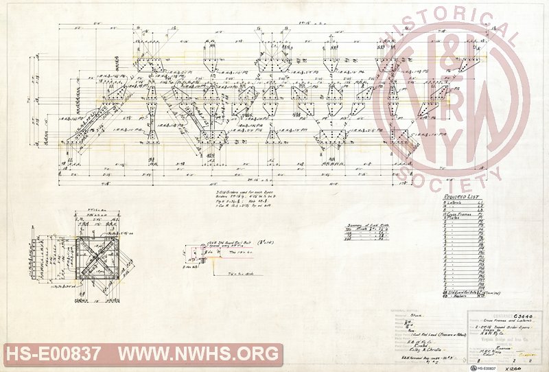 Details of Cross Frames and Laterals, for 2 29'-11 1/2" Skewed Girder Spans, Vickers VA