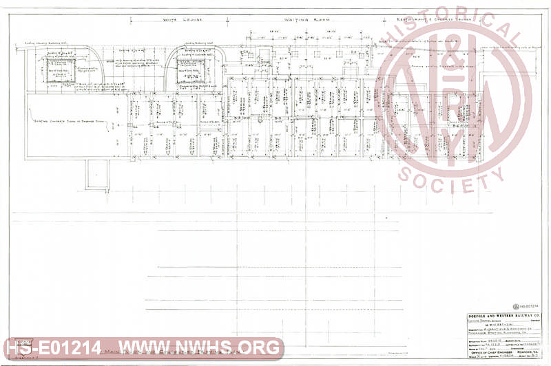 Alterations and Additions to Passenger Station, Roanoke VA. Main Floor and Concourse Framing plan