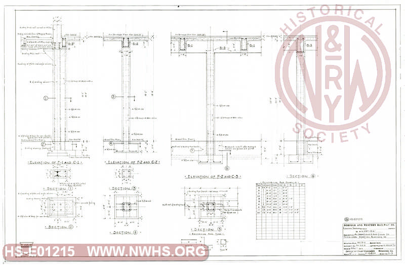 Alterations and Additions to Passenger Station, Roanoke VA. Elevations and Sections