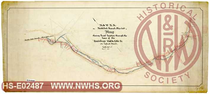 N&W RR, North Fork Branch - Ohio Extn., Map showing final location through the lease of the Greenbriar Coal & Coke Co on Leftwich Branch