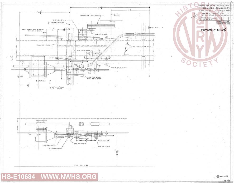 Brake Condition at Hand Brake and Cylinder Levers (for NKP cabooses 761-784, to N&W Classes C9, C9P)