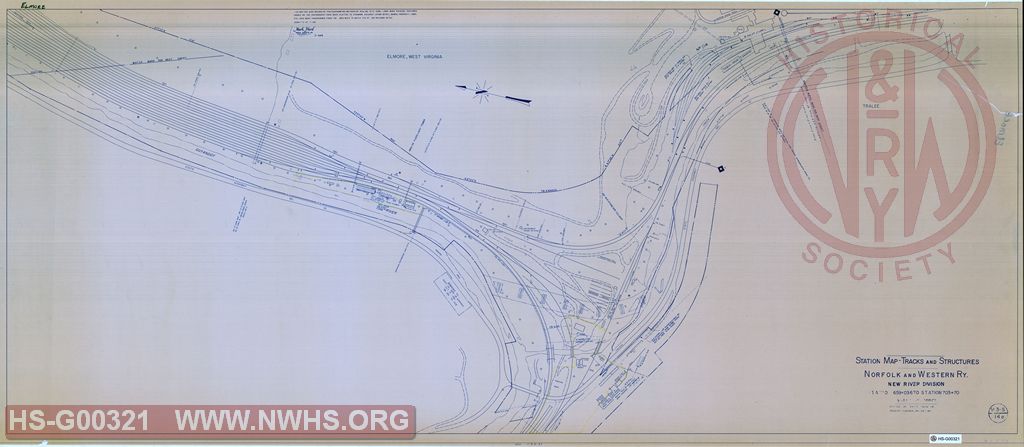 Station Map - Tracks and Structures, New River Div, Elmore, WV, MP 0