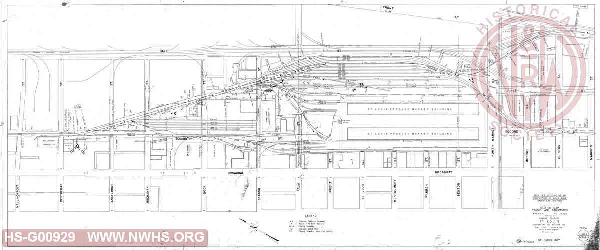 Station Map, Track & Structures, Wabash Railroad, Station 90 to Station 140 (St. Louis IL)