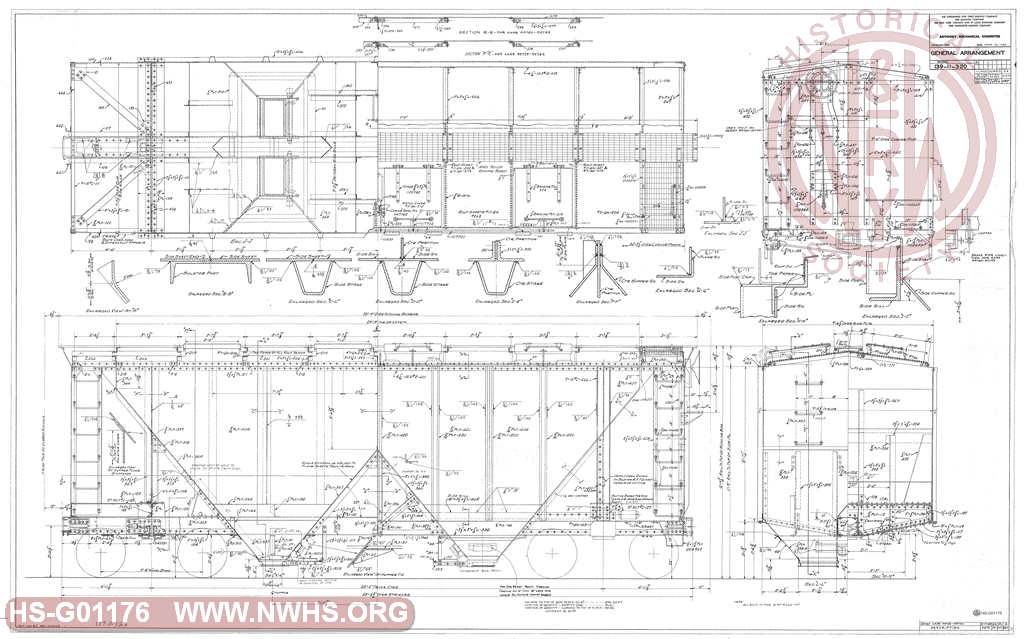 General Arrangement (for NKP Covered Hoppers 99725-99749, 99750-99799, to N&W Class HC42)