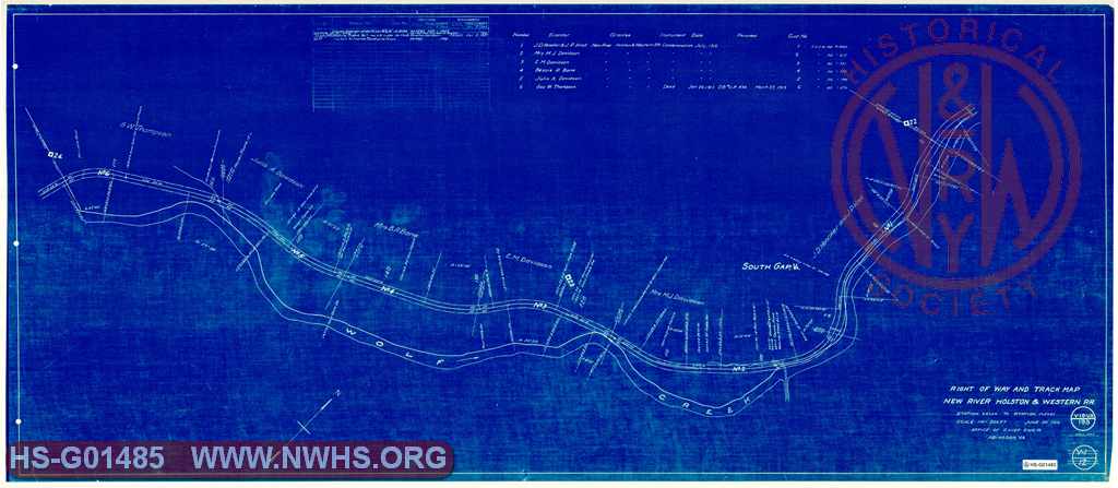 Right of Way and Track Map, New River, Holston & Western RR, Station 69+34 to Station 175+01 (MP 22 to MP 24)