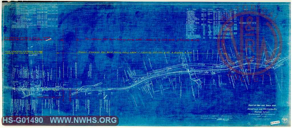 N&W Ry Radford Division, Proposed Extension to Middle Passing Siding, Elliston, VA, MP N276+325'