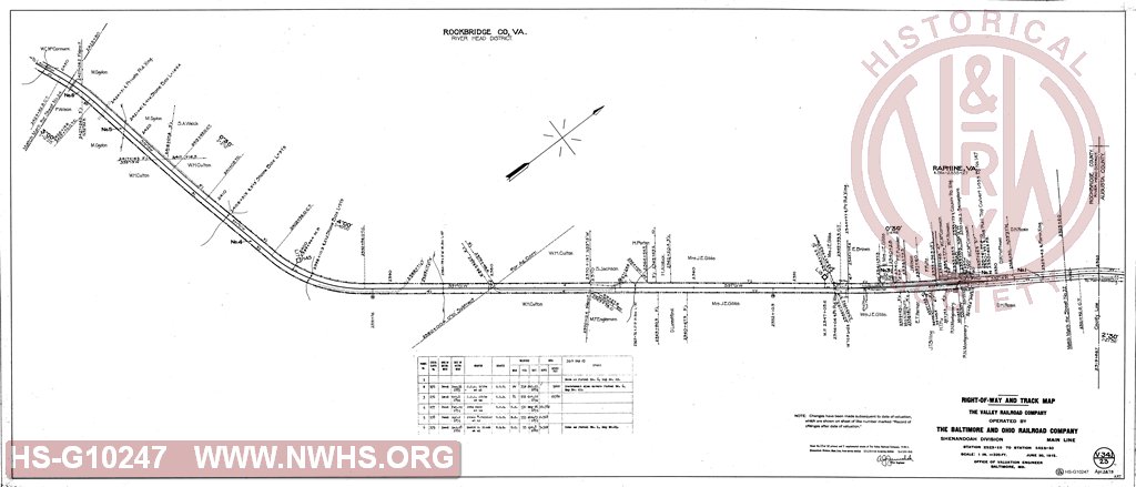 Right of Way and Track Map, The Valley Railroad Company, Operated by The Baltimore and Ohio Railroad Company, Shenandoah Division Main Line, Station 2323+20 to Station 2428+80