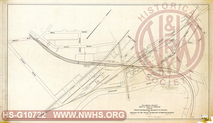 The Virginian Railway, Map of part of Roanoke showing Tracks and Buildings adjacent to crossing of Virginian Ry and N&W Ry (Winston-Salem Div.)