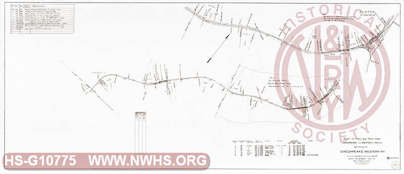 Right of Way and Track Map, Chesapeake and Western RR Co. operated by Chesapeake Western Ry.  Station 903+58 to Station 1046+69