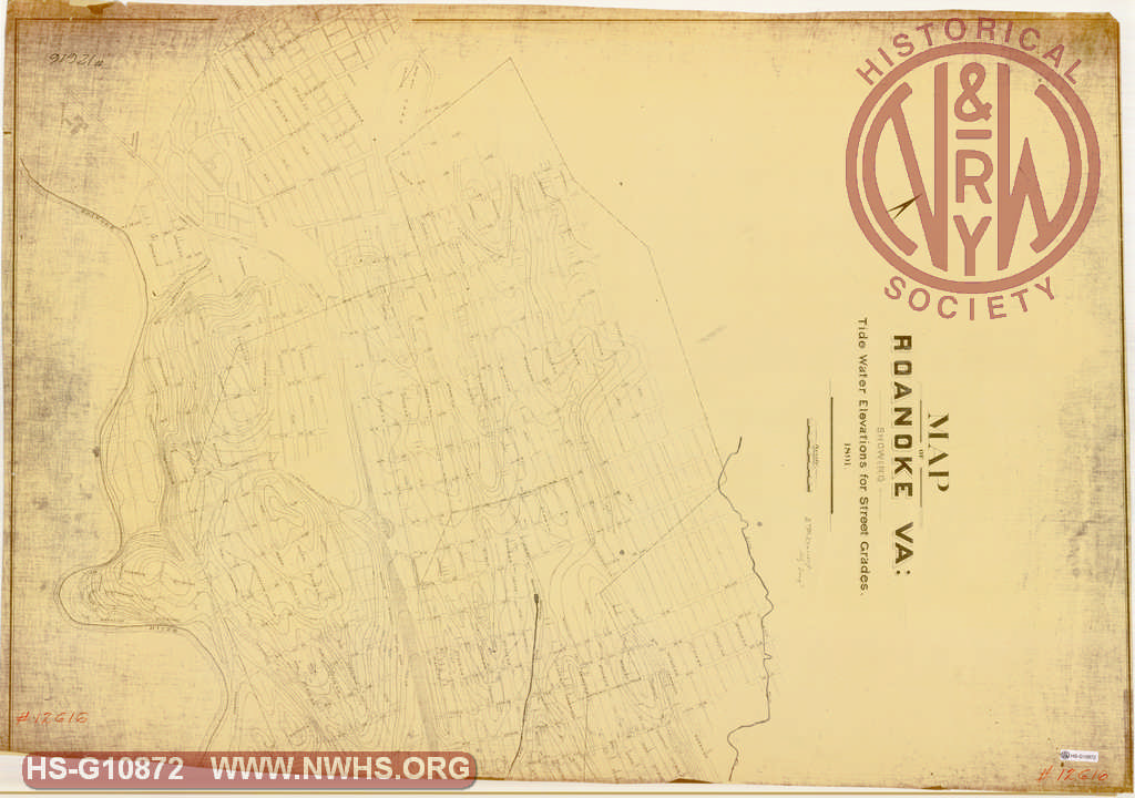 Map of Roanoke VA: Showing Tide Water Elevations for Street Grades 1891