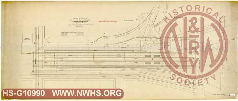 N&W Ry, Plan of Sewer, Gas and Water Pipes in Vicinity of Passenger Station at Roanoke, Va., Showing new layout of tracks and station, present and proposed location of all pipes