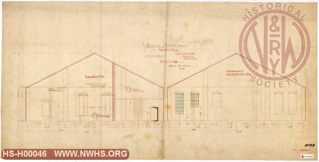 Elevation of End Walls West End Machine Shop, Roanoke Machine Works