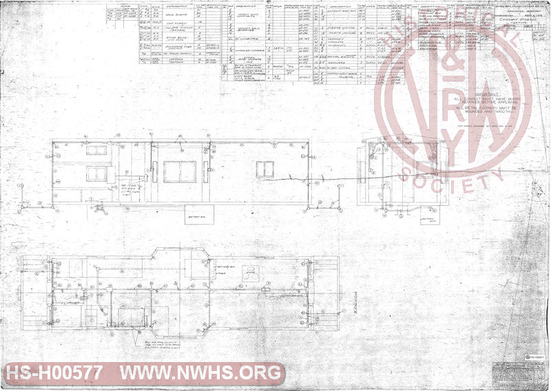 Conduit Diagram, Lighting (for NKP cabooses 401-425, 426-450, to N&W Classes C6/C6P)