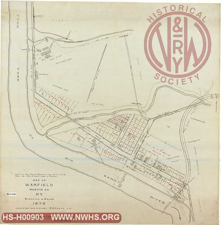 Map of Warfield, Martin Co. Ky, Surveyed & Drawn 1879