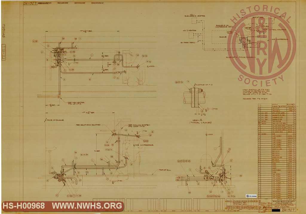 Cooling System Piping, Deck Mounted(for Illinois Terminal SD39)