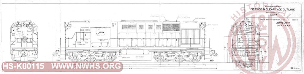 Service and Clearance drawing of NKP Alco RSD12 Nos. 325-333