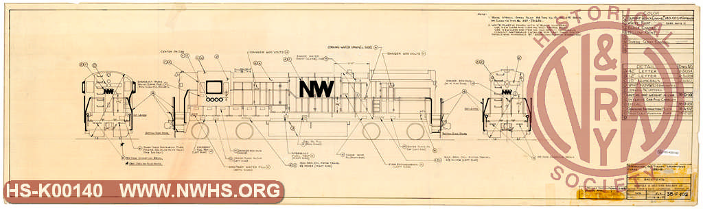 Steciling, GE Diesel Locmotives  Class U30B, Applies to NW 8473-8476.